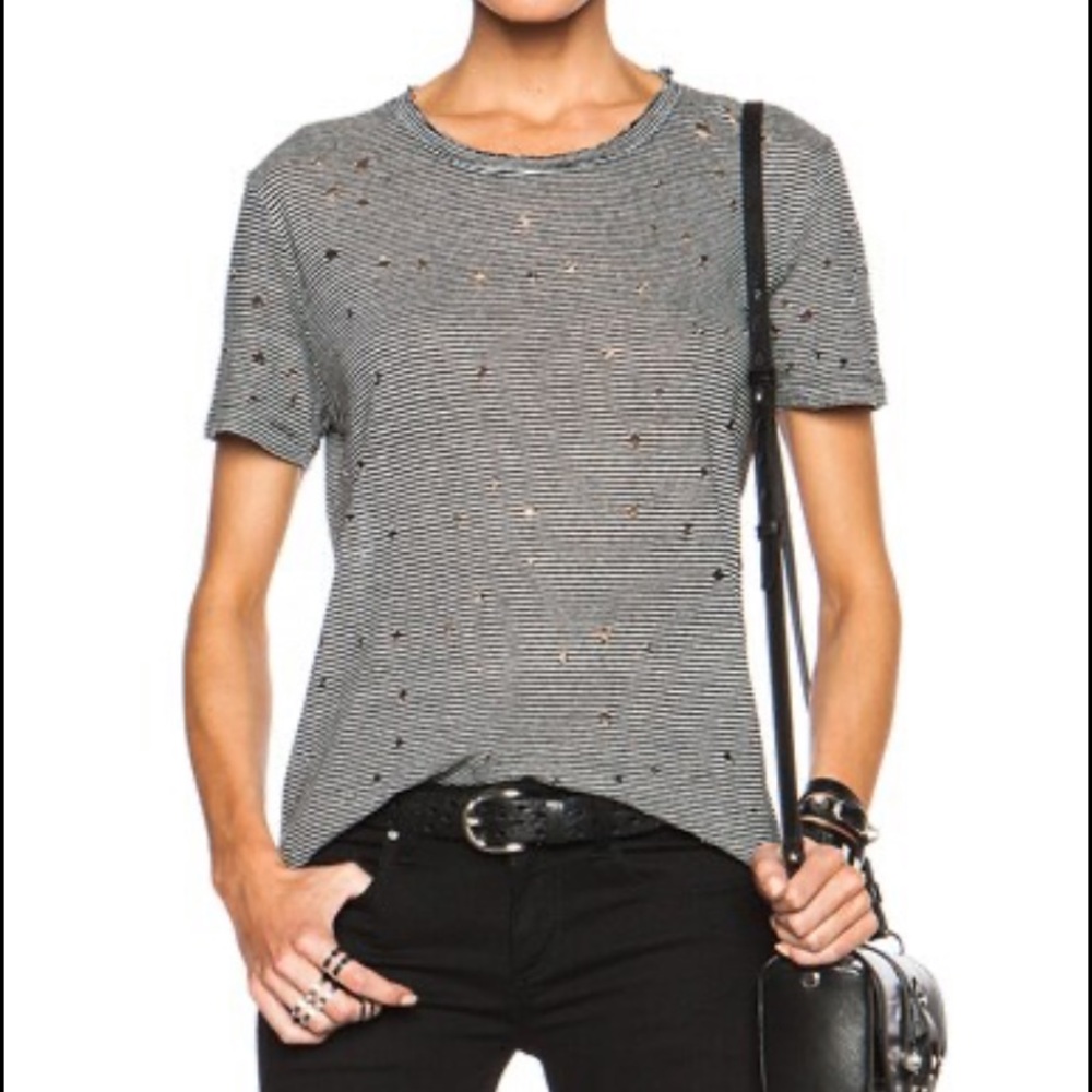 IRO Gabry Crewneck Tee in Black & Ecru